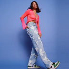 DenimDare™ Women's Simple Printed Straight Jeans