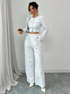 Spring And Autumn Long-sleeve Short-pants Suit, Tweed Short Jacket