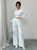 Spring And Autumn Long-sleeve Short-pants Suit, Tweed Short Jacket