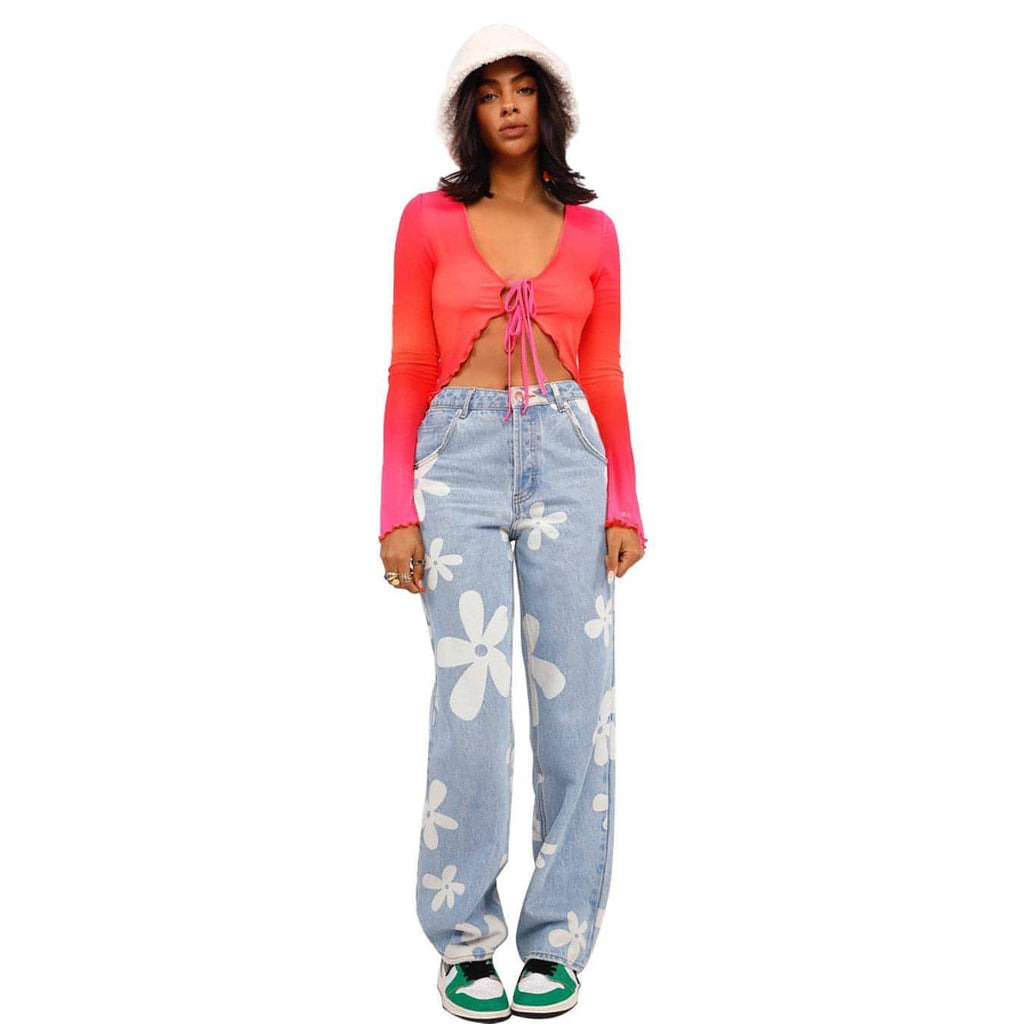 DenimDare™ Women's Simple Printed Straight Jeans