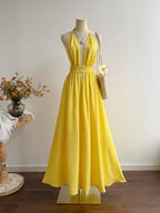 Swiss Dot Halter Neck Dress