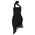Fashion Halter Off-shoulder Slim Fit Stringy Selvedge Dress