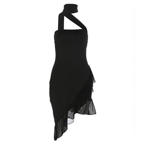 Fashion Halter Off-shoulder Slim Fit Stringy Selvedge Dress