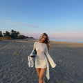 Vacation All Match Long Sleeved Dress Woolen Women Clothing Summer