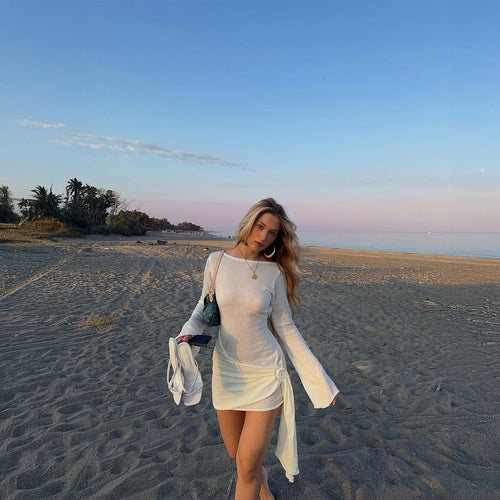 Vacation All Match Long Sleeved Dress Woolen Women Clothing Summer