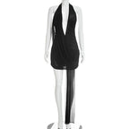 Women Clothing Summer Solid Color Sexy Mesh Draped Deep V Plunge neck