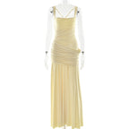 Elegant Graceful Sexy Dress Low Cut Sling Dress Solid Color Waist