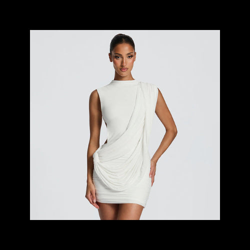 Women Clothing Summer Solid Color Casual Sleeveless Asymmetric Ribbon