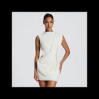Women Clothing Summer Solid Color Casual Sleeveless Asymmetric Ribbon