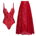 Laser Cut women three piece swimsuit