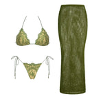 Ivy Green Lace Crochet three piece swimsuit