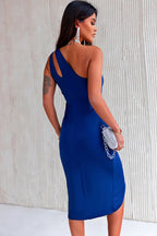 Stylish Ruched Cutout Single Shoulder Dress
