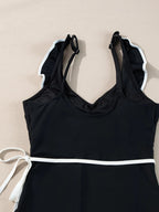 Ruffle Trim V-Neck One-Piece Swimsuit