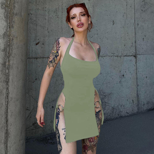 Backless Hollow-out Halter Women's Tight Dress