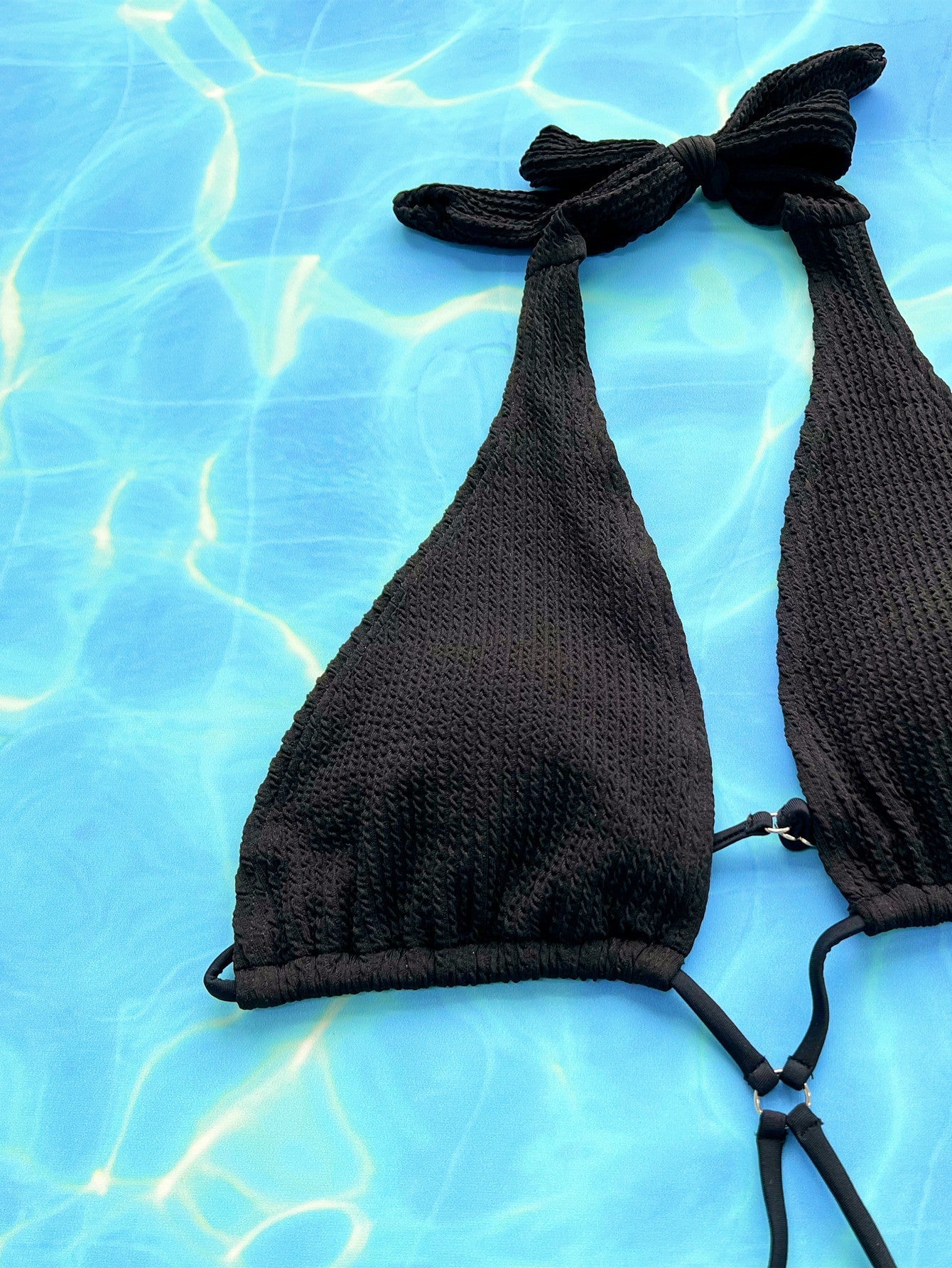 Trendy Halter Neck Side Tie One-Piece Swimsuit
